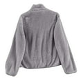 thumbnail image 3 of Lenpel Women's Fleece Jacket Soft Warm Long Sleeve Zip up Stand Collar Solid Color Fuzzy Coat Fall Winter Outwear, 3 of 4