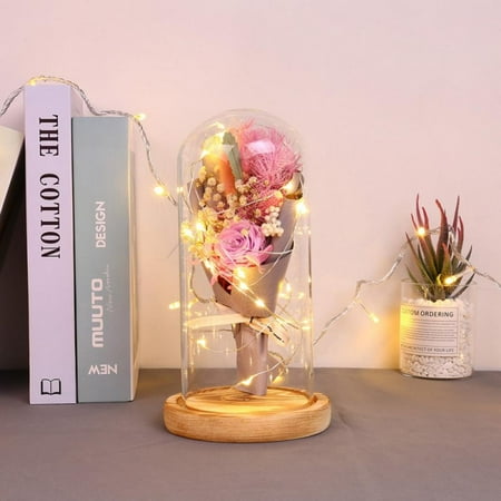 

Taykoo Rose Bouquet Glass Cover With LED Night Light Couple Gift
