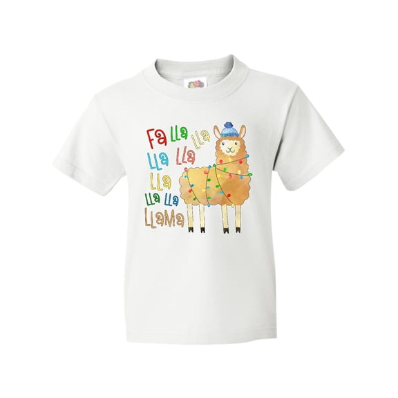 Inktastic Cute Christmas Fa Lla Llama Youth T-Shirt