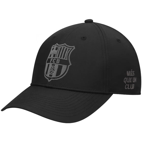 Icon Sports FC Barcelona Soccer Club Embroidered Logo 6 Panel Cap - Black with Gray Logo