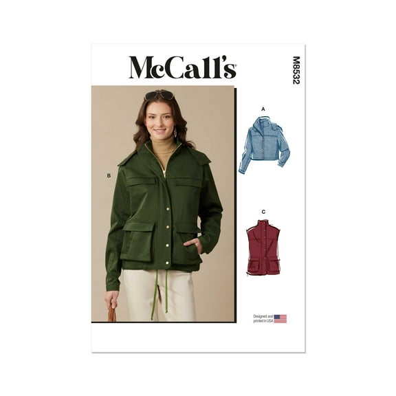McCall's Sewing Pattern 8532 - Misses' Jackets and Vest, Size: A (XS-S-M-L-XL-XXL)