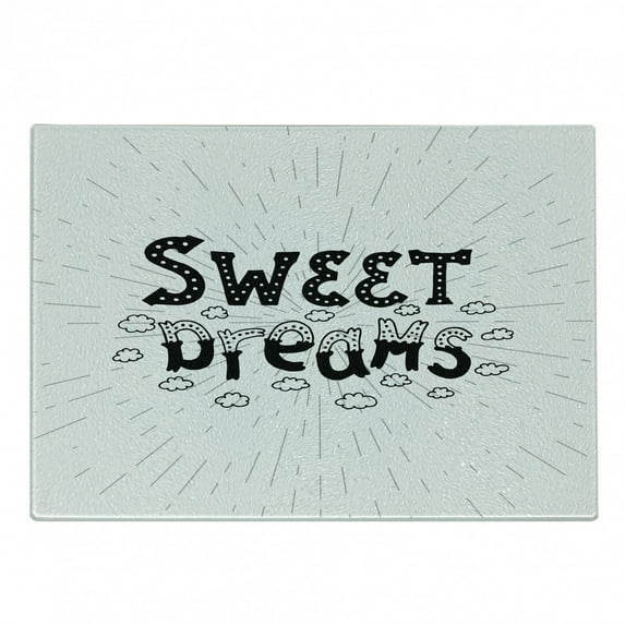 Saying Cutting Board, Retro Style Calligraphic Hand Drawn Lettering of Inspirational Phrase, Decorative Tempered Glass Cutting and Serving Board, Small Size, Black and White, by Ambesonne