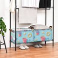 thumbnail image 3 of Yayeee Foldable Storage Basket for Shelves with Handles Set of 2 Waterproof Cloth Bins, Pink Beach Toys Pattern, 3 of 7