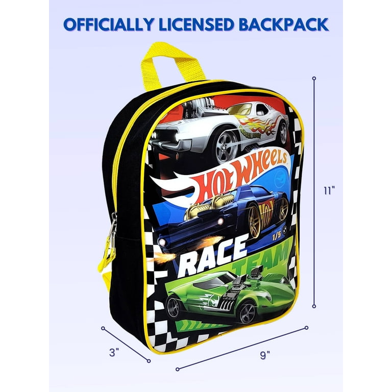 Hot Wheels Backpack 11 Small Mini Race Toddler Boys Black Blue Green