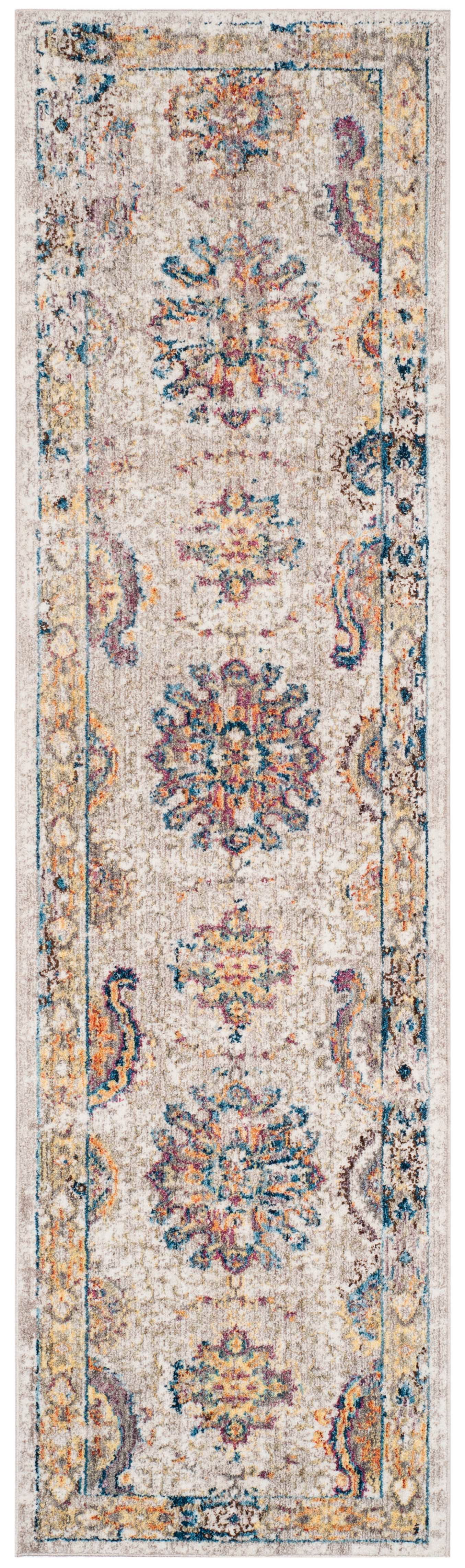 SAFAVIEH Bristol Bill Oriental Polyester Runner Rug, Light Gray/Blue, 2'3" x 12'