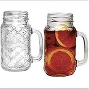 Sets of 4 Mason Jar 24oz Mugs with Glass Handles,