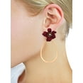 thumbnail image 2 of Women's Stone Center Matte Flower Teardrop Dangle Pierced Earrings, Burgundy/Gold-Tone, 2 of 3
