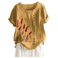 thumbnail image 2 of Shirts for Women Plus Size Short Sleeve Round Neck Flower Printing Loose Summer Casual T Shirts, 2 of 4