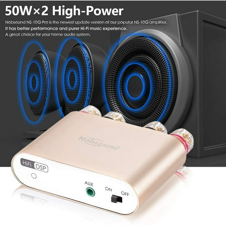 Nobsound NS-10G PRO 100W Bluetooth 5.0 Power Amplifier - Mini Stereo Amp For Home Speakers, Hi-Fi DSP