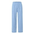 thumbnail image 5 of WULMLEO Ribbed Corduroy Pants Women Comfy Elastic High Waisted Straight Leg Pants with Pockets Pull On Work Trousers Slacks Light Blue 2XL, 5 of 6