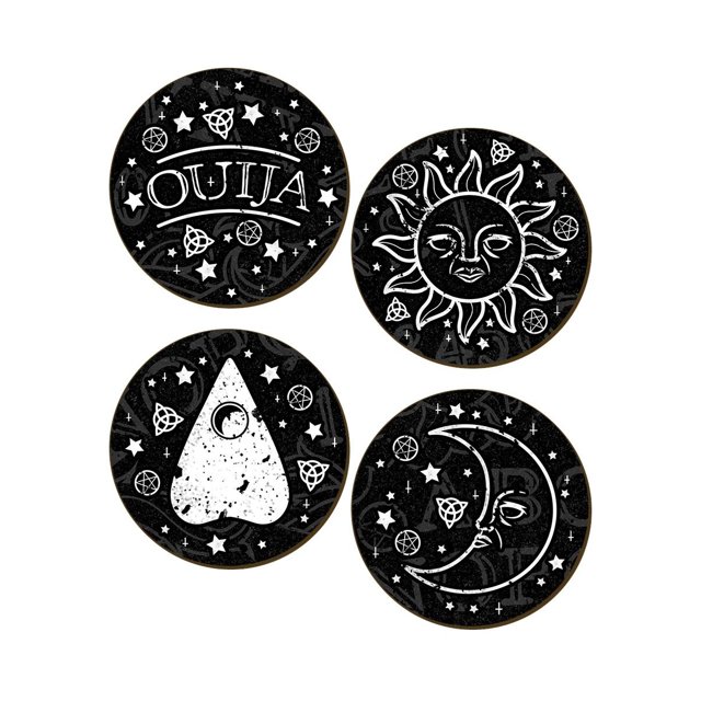 Grindstore - Set de cuatro posavasos modelo Ouija (Negro)