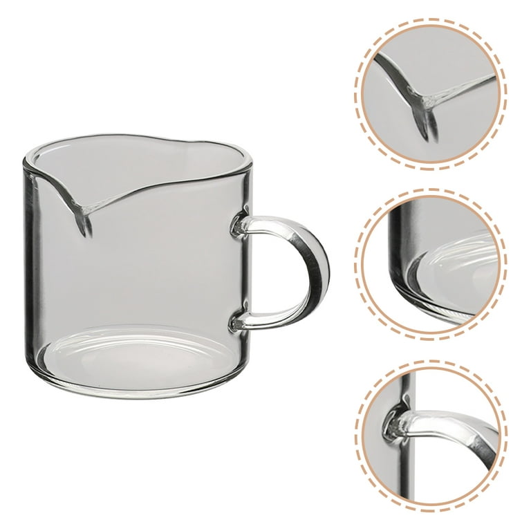 Milk Frothing Pitcher Glass Milk Pitcher Double Mouth Milk Frother Cup 120ml, Size: 2.36 x 2.36 x 2.17