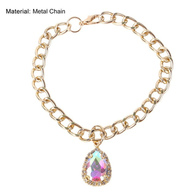 Dsseng Durable Kitten Necklace Heart Rhinestone Pendant Pet Decoration Party Dress Up