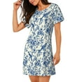 thumbnail image 2 of Daiia Vintage Floral Birds Print Women's Nightshirt Soft Nightgowns for Women Short Sleeve dress Short-sleeved Sleepwear, 2 of 6