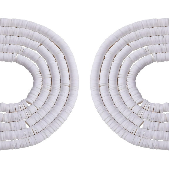 Handmade Polymer Clay Beads Disc/Flat Round Heishi Beads White 4x1mm Hole: 1mm 380~400pcs/strand 17.7 inch