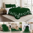 thumbnail image 6 of Quilts Full Size Bedding Set, Green Snowflake Christmas Lightweight Quilted Comforter, Xmas Snowflake Winter Modern Art Soft Reversible Bedspread Coverlet with Pillow Covers for All Season, 78" x 90", 6 of 9