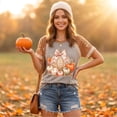 thumbnail image 5 of Halloween Shirt for Women Retro Short Sleeve T Shirts Halloween Cute Pumpkin Print Tops Fall Thanksgiving Graphic Tees,Gray,XL, 5 of 7