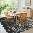 thumbnail image 4 of Garvee 8'x10' Floral Area Rugs Botanical Scalloped Rug, Non Slip Washable Rug Soft Butterfly Rug Low Pile Carpet for Living Room Bedroom Dining Room, Black, 4 of 8