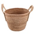 thumbnail image 1 of Cesta de mimbre decorativa para plantas de algas marinas, hecha a mano, con asas trenzadas, redonda y natural, para mantas y plantas, 1 of 8