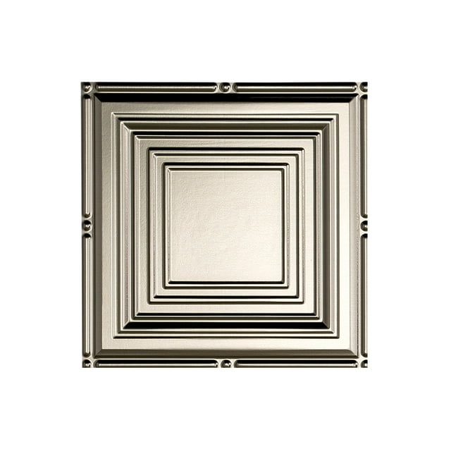 Fasade Easy Installation Portrait Brushed Nickel Glue Up Ceiling Tile/ Ceiling Panel (12" X 12" Sample)