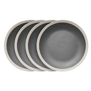 Stone Lain Serenity 16-Piece Stoneware Round Dinnerware, Service for 4, 2-Tone, Dark Gray-Cream