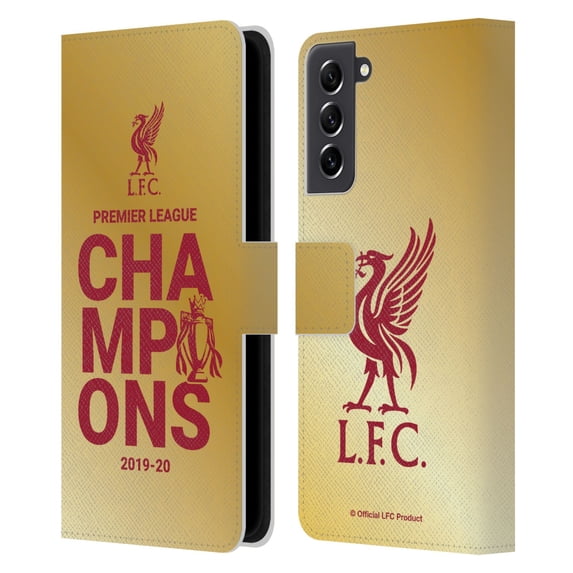 Head Case Designs Officially Licensed Liverpool Football Club 2020 Champions Gold Typography Leather Book Wallet Case Cover Compatible with Samsung Galaxy S21 FE 5G