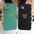 thumbnail image 4 of Compatible for iPhone 14 Plus Case Luxury Gold Heart Pattern, Side Cute Plated Heart Pattern Case for Women Girls Soft TPU Shockproof Camera Protective Back Cover Case - Green, 4 of 10