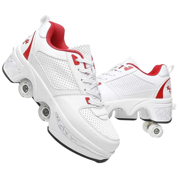 Roller Skate Shoes for Women,Double-Row Deform Wheel Shoe Skate,Shoes with Wheel,2-in-1 Adult Parkour Roller Shoes Suitable for Outdoor Fun, Fitness