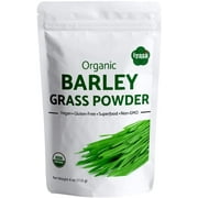USDA Organic Barley Grass Powder, Raw, Vegan, Green Super Food, Rich in Plant Protein, Fibers and Minerals, Natural Energy Booster and Body Detox, Resealable Pouch 4 OZ / 113 GM