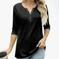thumbnail image 3 of gakvbuo 3/4 Sleeve Pullover Tops Henley Shirts for Women's Tops Dressy Casual Tunic Blouses Button Up V-Neck Button-Down Shirts Trendy Business Work Blouses Outfit Basic Tees, 3 of 9