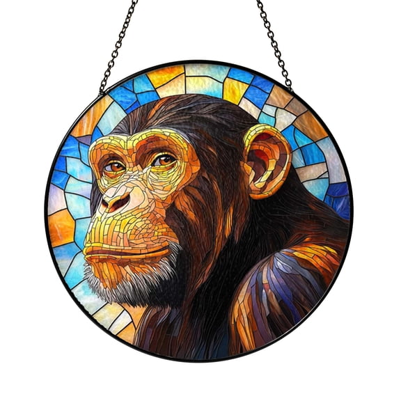 Wild Monkey Stained Glass Style Window Decor