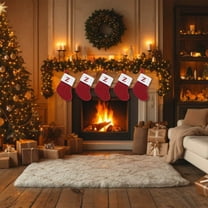 Nkmbld Christmas Stockings with Initials, Embroidered Letter Knit Green White Christmas Stocking for Family Holiday Decorations and Xmas Tree Fireplace