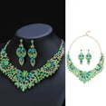 thumbnail image 3 of rygai 1 Set Earrings Necklace Set Elegant Green Faux Crystal Jewelry Set for Women Wedding Party Accessories Dazzling Stud Earrings Necklace Gift Giving,Purple, 3 of 8