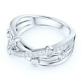 thumbnail image 3 of Sterling Silver Criss Cross Bubble Cocktail Simulated Round Brilliant Diamond Ring Wedding Band For Women (5), 3 of 6