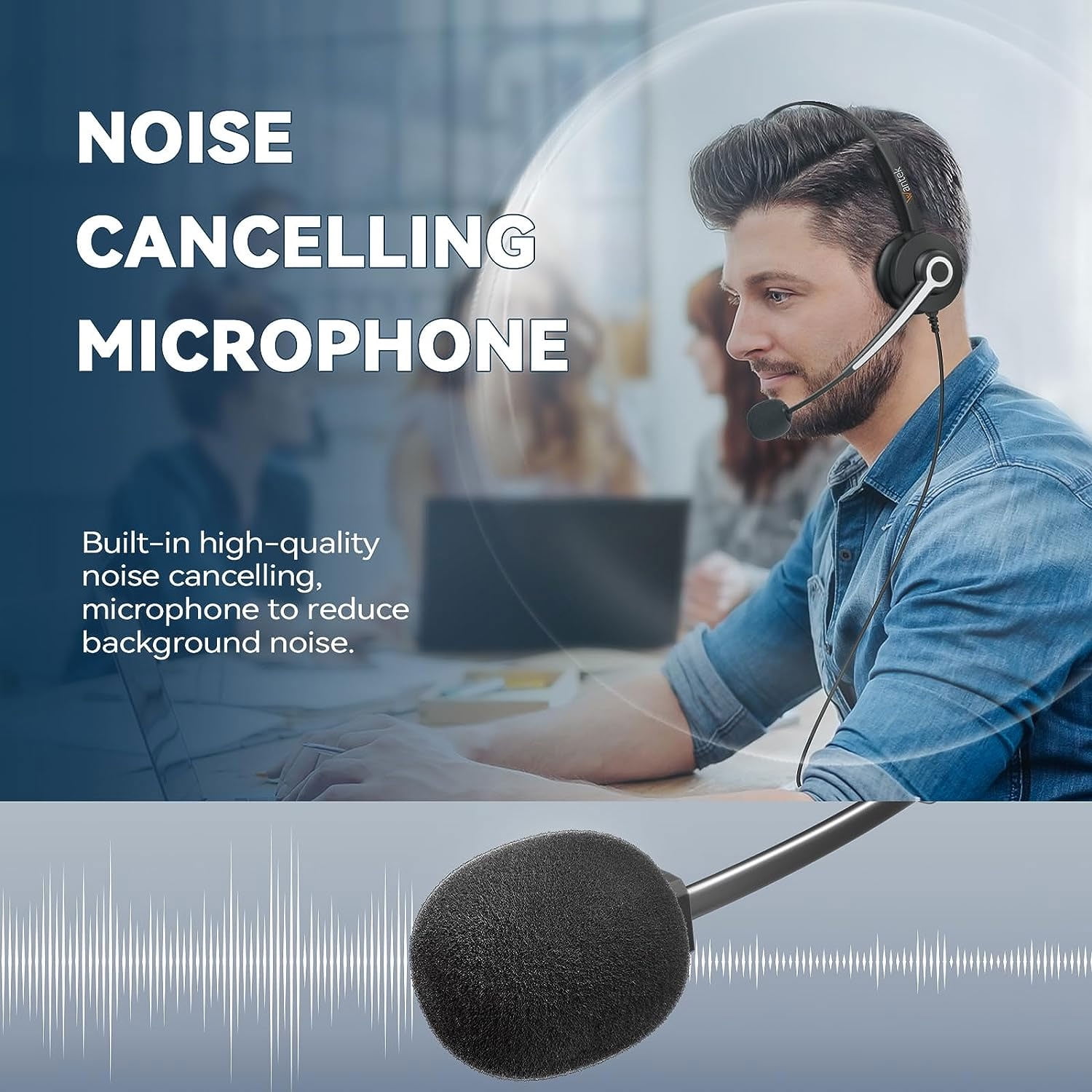 Wantek Binaural Corded USB Headsets with Noise Cancelling Mic and in-line Controls, UC Business Headset for Skype, Soft Phone, Cell Center, Crystal Clear Chat, Super Lightweight, Ultra Comfort