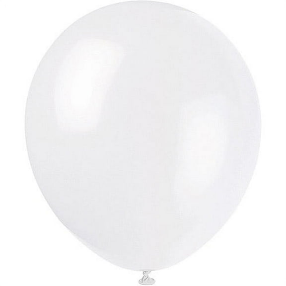Unique Industries Latex 12" White Solid Print Birthday Balloons, 72 Count
