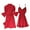 Red, variant on Sleepwear Sets for Women with Robe Lace V-Neck Camisole 2 Piece Outfit Sets Wedding Party Long Sleeve Silk Bride Robe with Belt Nightgown