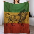 thumbnail image 4 of Jamaican Rasta Lion Wooden Flag Super Soft Blanket Flannel Throw Blanket Flannel Microfiber Blankets for Couch Bed Sofa Fluffy and Warm 60"x80", 4 of 9