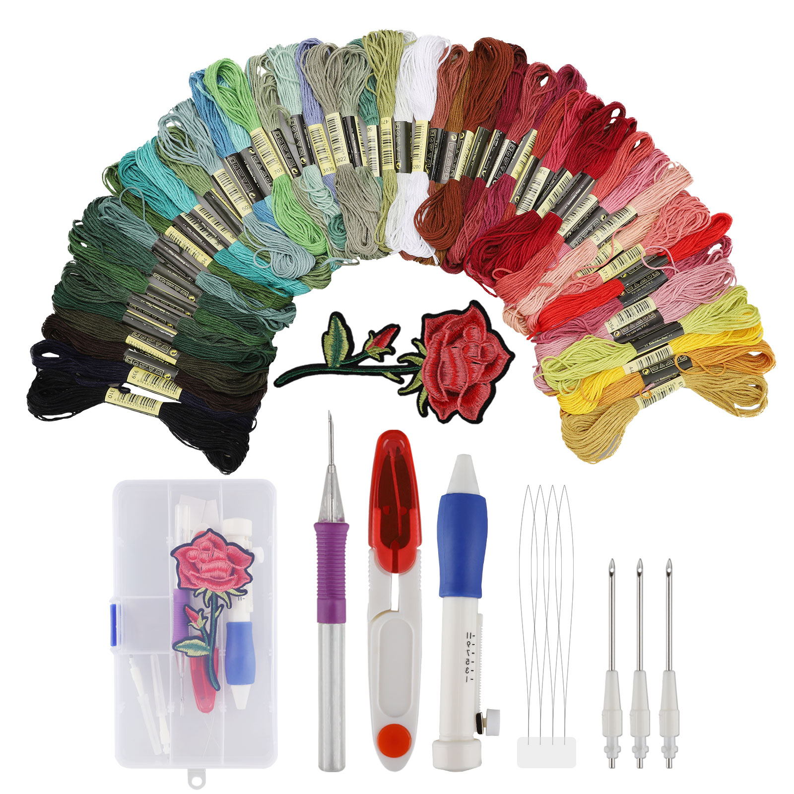 Magic Embroidery Pen Punch Needle Cross Stitch Threads Set for DIY Sewing Craft