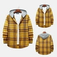 thumbnail image 2 of TAIAOJING Men's Plaid Shacket Shirt Jacket Autumn And Winter Casual Shirt Plaid Print Hooded Collar Long Sleeve Blouse Shirt, 2 of 9