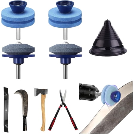 Lawn Mower Sharpener Set 4 count Double-Layer Corundum With Hexagonal Handle Double-Sided Sharpening Without Removing The Suitable For Any Drill Bit///.