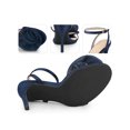 thumbnail image 2 of BLISSFUL STEP Flower Open Toe Slingback Stiletto Heels Ankle Strap Sandals for Women Navy Blue 6, 2 of 6