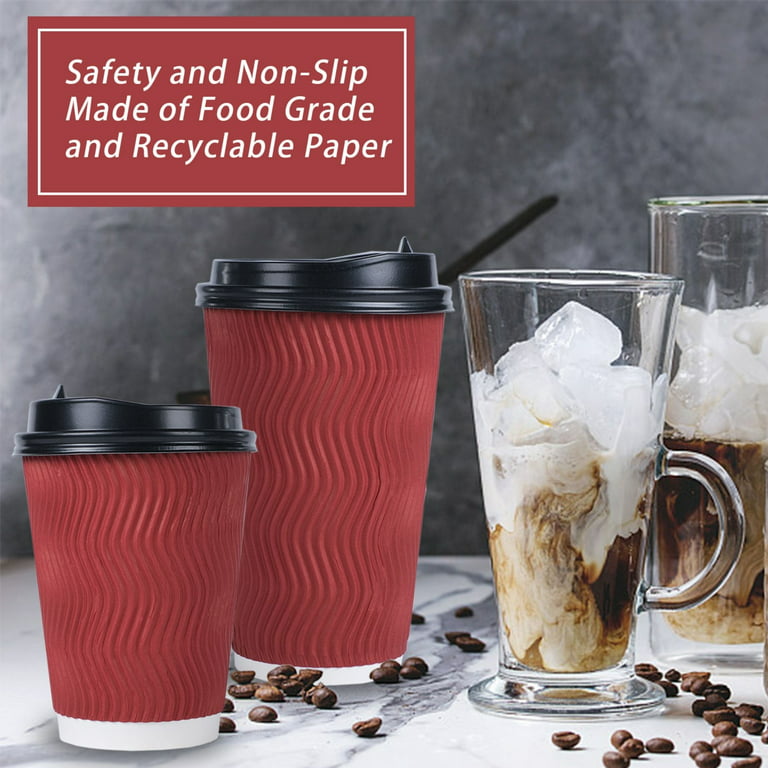 Disposable Coffee Cups With Lids - 16 oz To Go Coffee Cups (80 Set) With  Sleeves and Lids Prevent Le…See more Disposable Coffee Cups With Lids - 16  oz