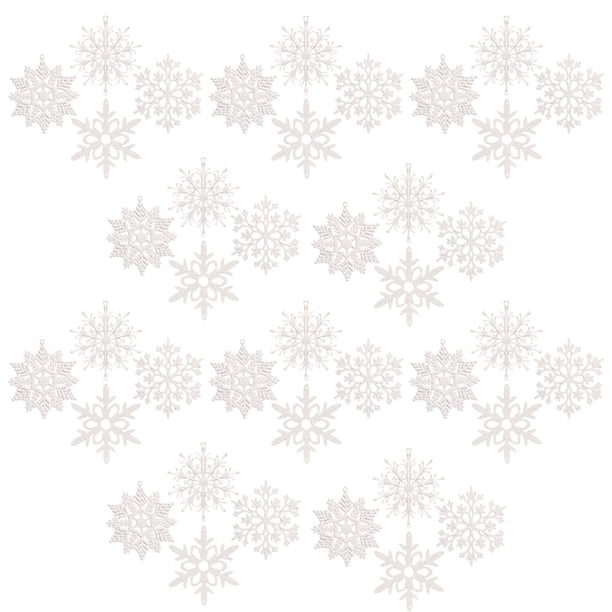 Navidad Copos de nieve Árbol de Navidad Colgando Inicio Inicio Glitter Artesanías Colgantes Decoración Regalo de vacaciones Niños Niños Blanco 40 Piezas Inevent HA009993-01B