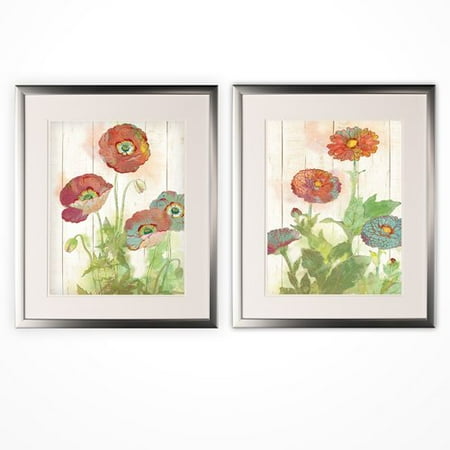 - August Grove 'Poppy Play I' 2 Piece Framed Graphic Art Print Set