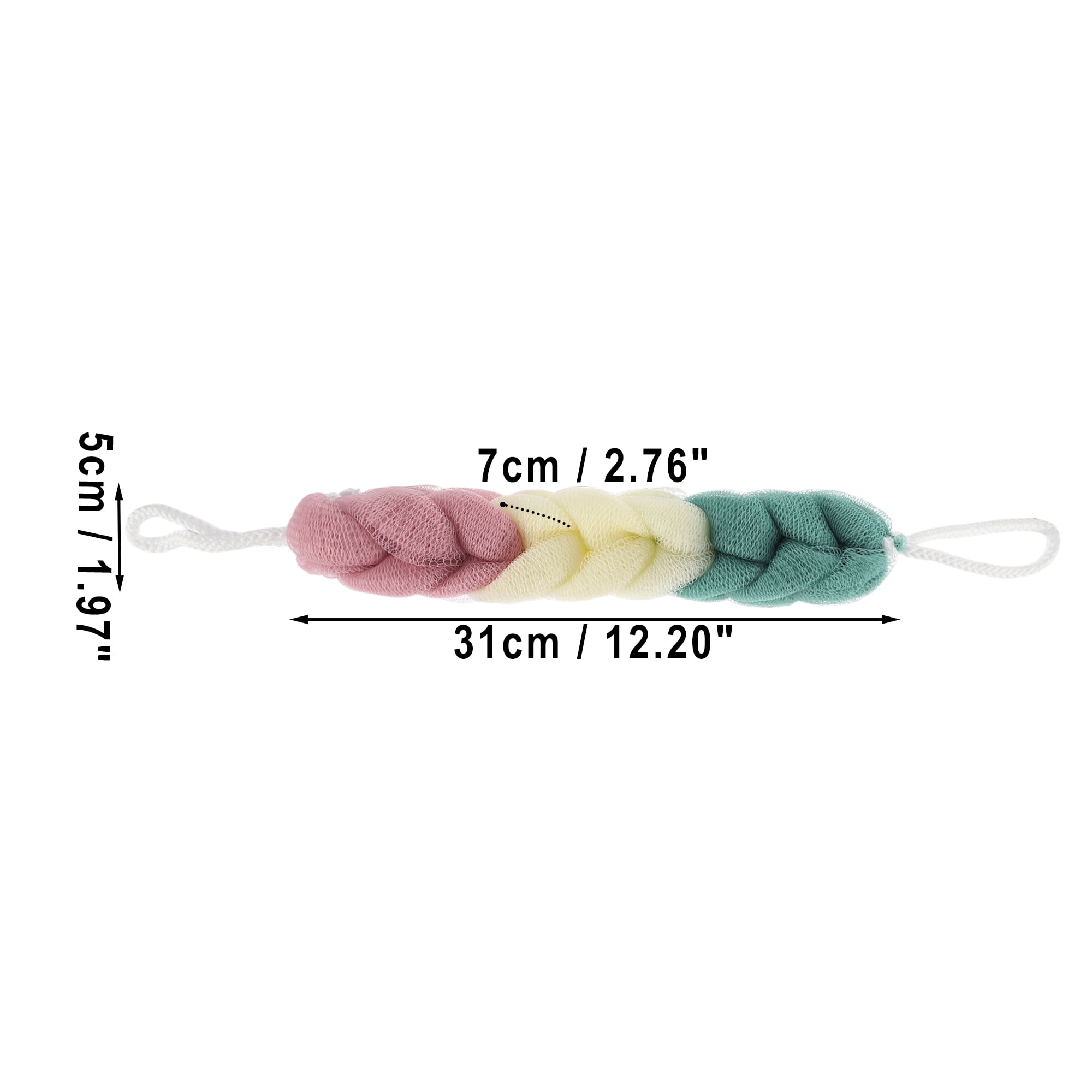 Unique Bargains Long Stretch Back Sponge Back Sponge for Bathroom Green Beige Pink
