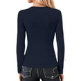 thumbnail image 3 of Women Long Sleeve Tops Scoop Neck Low Cut Slim Fitted Henley Shirt Ribbed Basic Tee Shirts Tops, 3 of 5