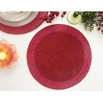 Set of 6, handmade beaded placemat, pinkish red beaded tablemat, 14 inch