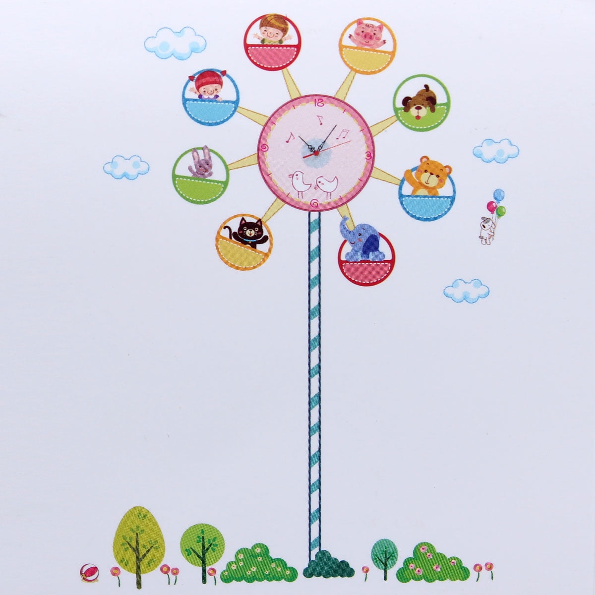 Diy Wall Clock Adhensive Ferris Wheel Art Pvc Kid Bedroom Home
