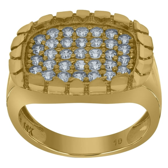 10k Yellow Gold Mens Cubic Zirconia Nugget Fashion Ring